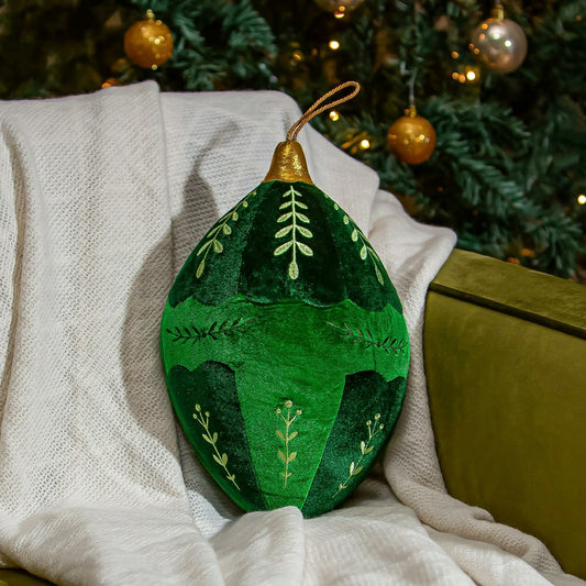 Shades of Emerald Throw Pillow Ornament Shaped Pillow, 8.25"L x 13"H | Plow & Hearth