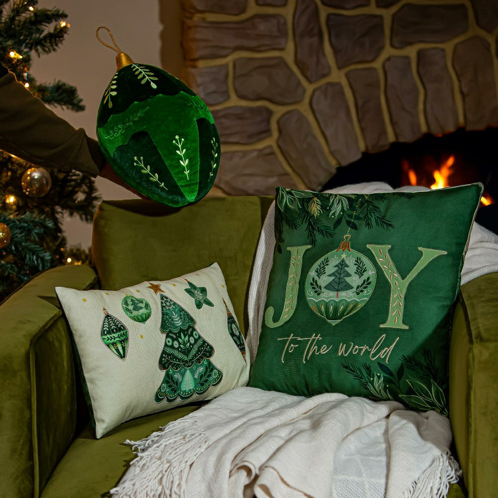 Shades of Emerald Throw Pillow Ornament Shaped Pillow, 8.25"L x 13"H | Plow & Hearth