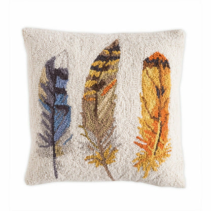 Triple Feather Hand Hooked Wool Pillow | Plow & Hearth