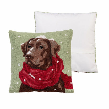 Snowy Chocolate Lab Hook Pillow | Plow & Hearth