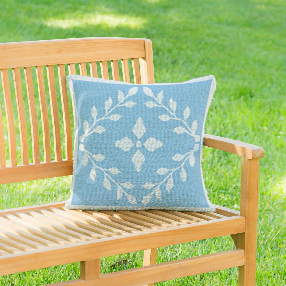 Light Blue Diamonds Indoor/Outdoor Hooked Pillow 18"x18" | Plow & Hearth