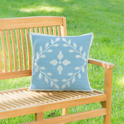 Light Blue Diamonds Indoor/Outdoor Hooked Pillow 18"x18" | Plow & Hearth