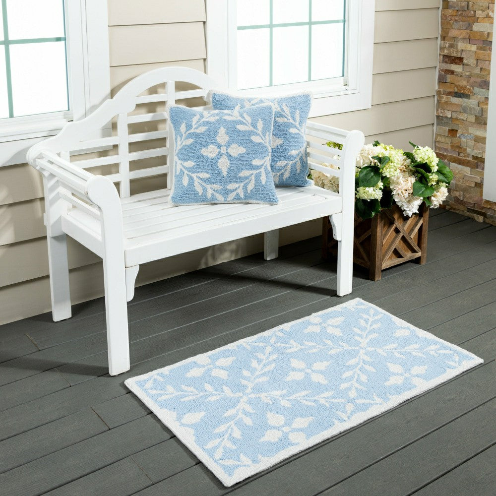 Light Blue Diamonds Indoor/Outdoor Hooked Pillow 18"x18" | Plow & Hearth
