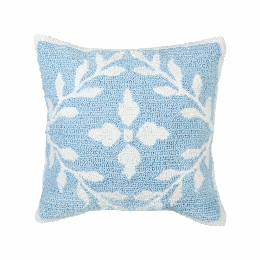 Light Blue Diamonds Indoor/Outdoor Hooked Pillow 18"x18" | Plow & Hearth