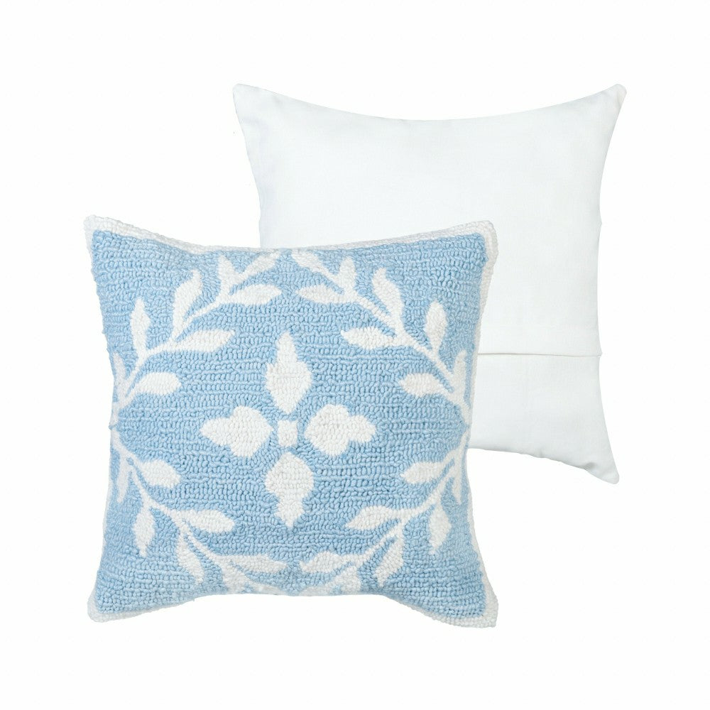 Light Blue Diamonds Indoor/Outdoor Hooked Pillow 18"x18" | Plow & Hearth
