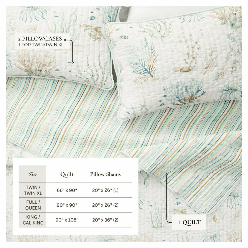 Santa Barbara Coastal Printed Cotton Quilt Set | Plow & Hearth