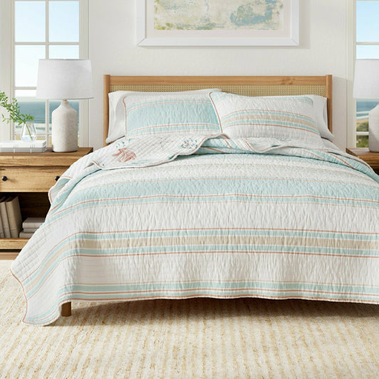 St. Augustine Coastal Printed Cotton Quilt Set | Plow & Hearth