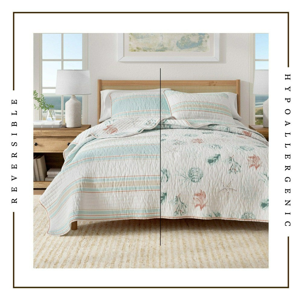 St. Augustine Coastal Printed Cotton Quilt Set | Plow & Hearth