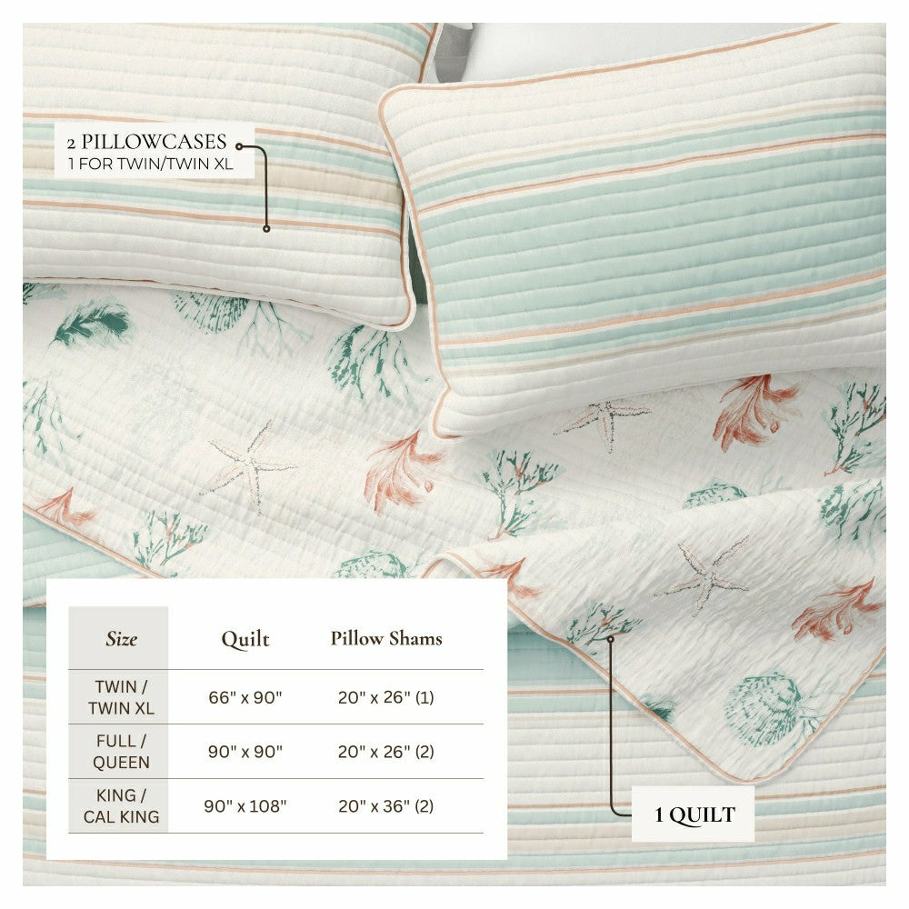 St. Augustine Coastal Printed Cotton Quilt Set | Plow & Hearth
