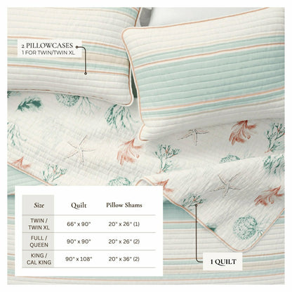 St. Augustine Coastal Printed Cotton Quilt Set | Plow & Hearth