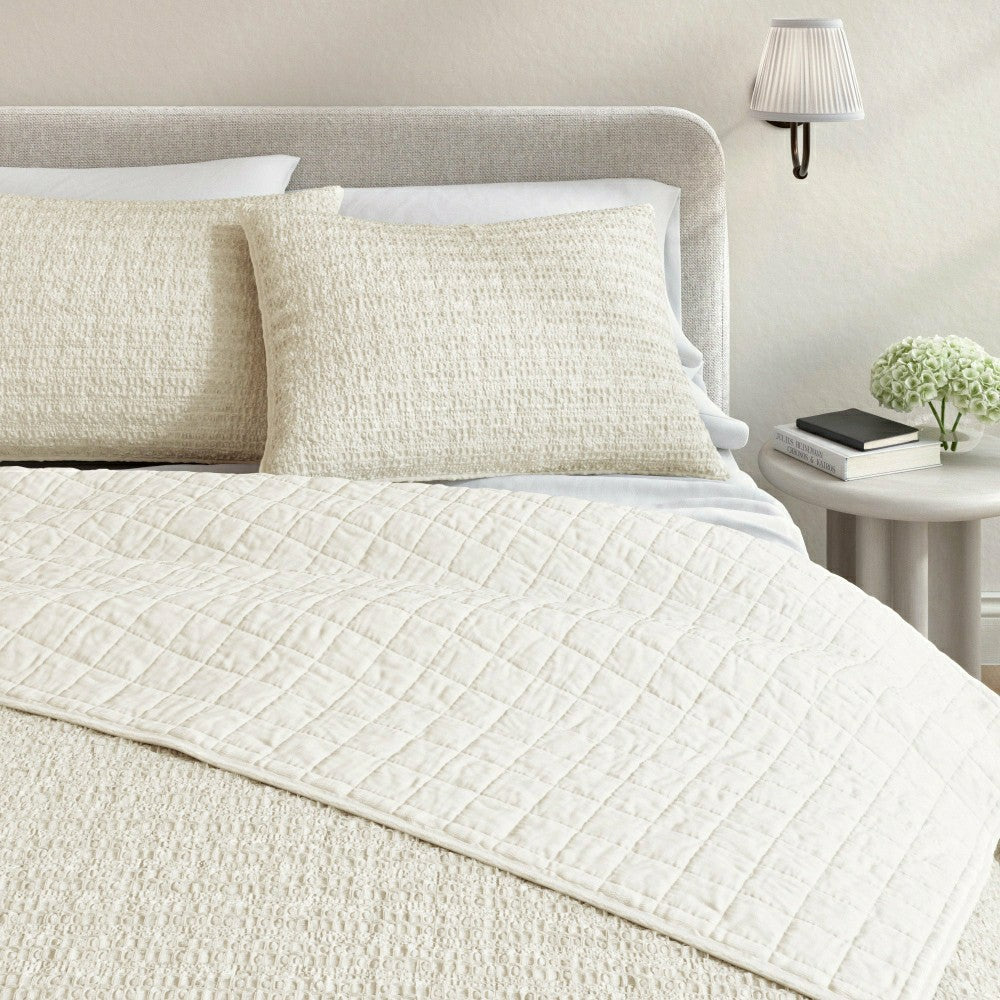 Cotton Honeycomb Waffle Garment Washed Quilt Set | Plow & Hearth