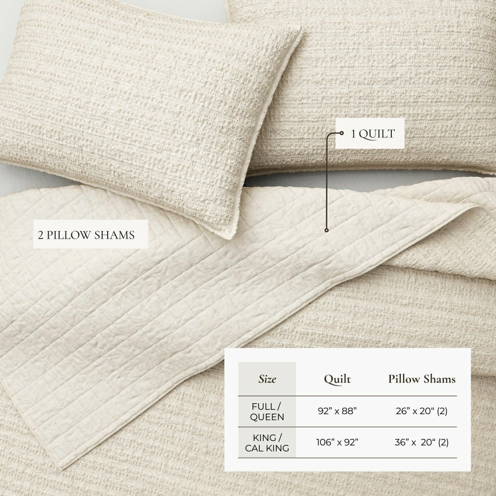 Cotton Honeycomb Waffle Garment Washed Quilt Set | Plow & Hearth