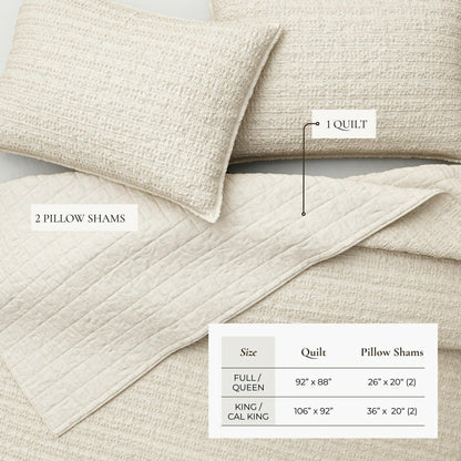 Cotton Honeycomb Waffle Garment Washed Quilt Set | Plow & Hearth