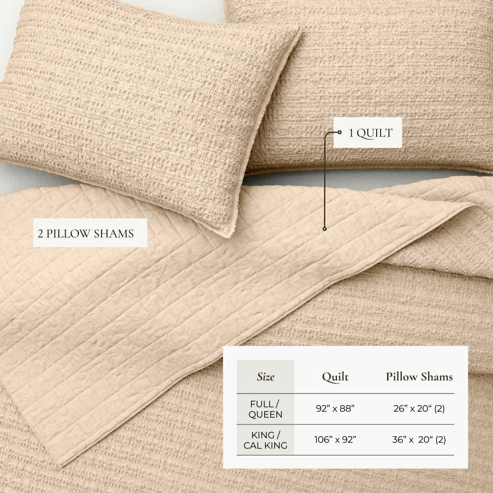 Cotton Honeycomb Waffle Garment Washed Quilt Set | Plow & Hearth