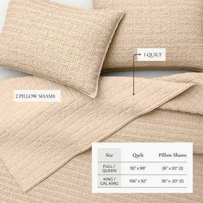 Cotton Honeycomb Waffle Garment Washed Quilt Set | Plow & Hearth