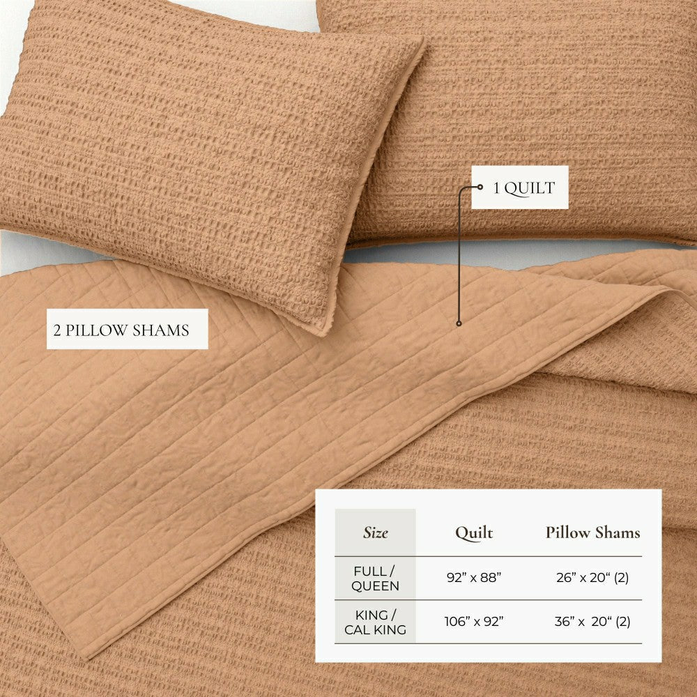 Cotton Honeycomb Waffle Garment Washed Quilt Set | Plow & Hearth
