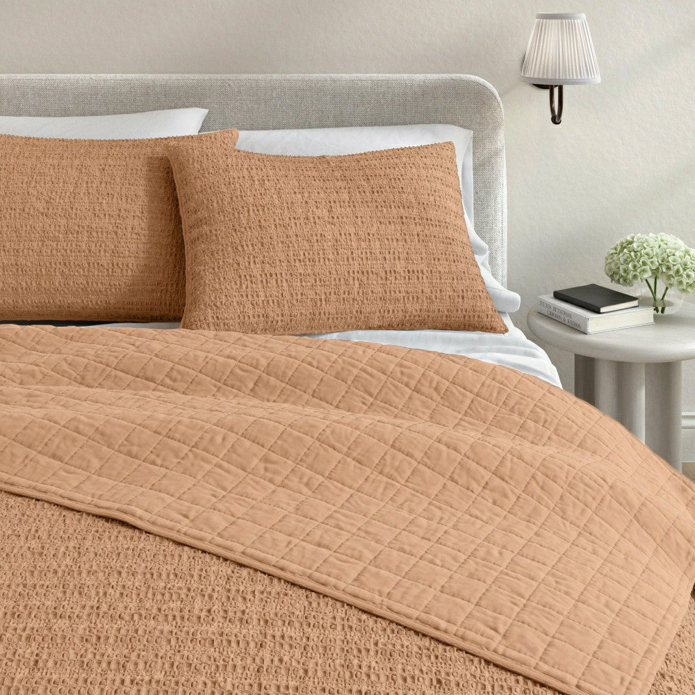 Cotton Honeycomb Waffle Garment Washed Quilt Set | Plow & Hearth