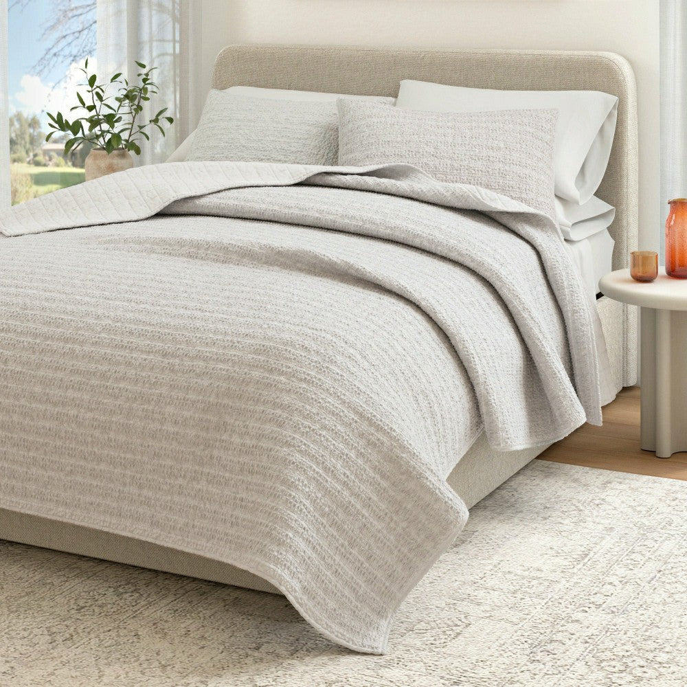 Cotton Honeycomb Waffle Garment Washed Quilt Set | Plow & Hearth