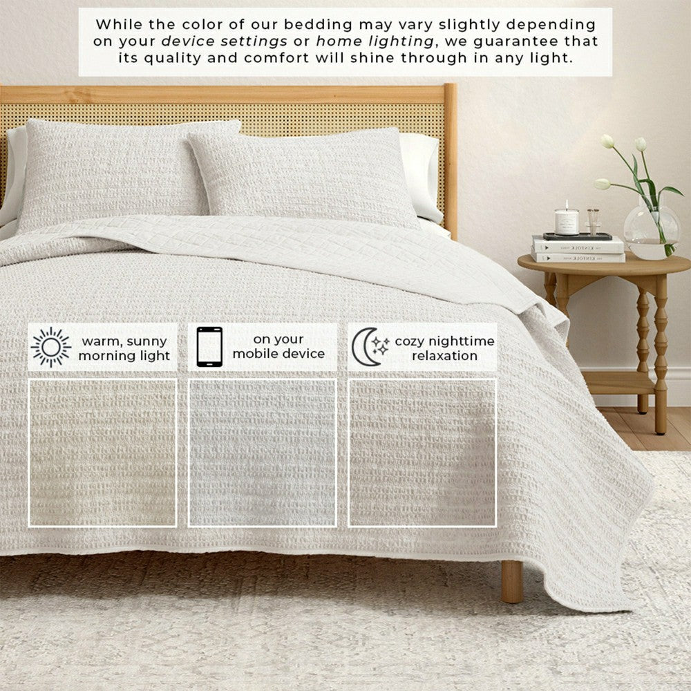 Cotton Honeycomb Waffle Garment Washed Quilt Set | Plow & Hearth