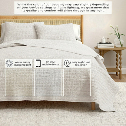 Cotton Honeycomb Waffle Garment Washed Quilt Set | Plow & Hearth
