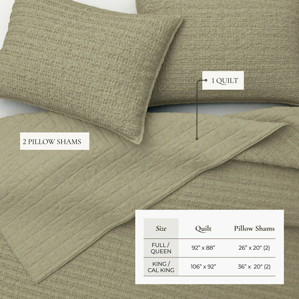 Cotton Honeycomb Waffle Garment Washed Quilt Set | Plow & Hearth