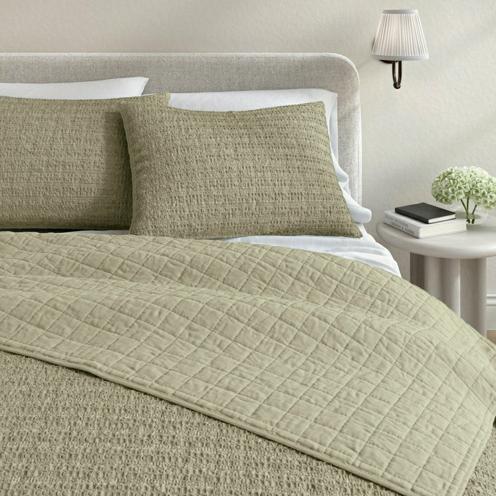 Cotton Honeycomb Waffle Garment Washed Quilt Set | Plow & Hearth