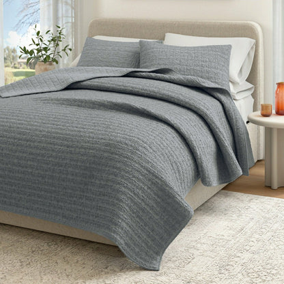 Cotton Honeycomb Waffle Garment Washed Quilt Set | Plow & Hearth