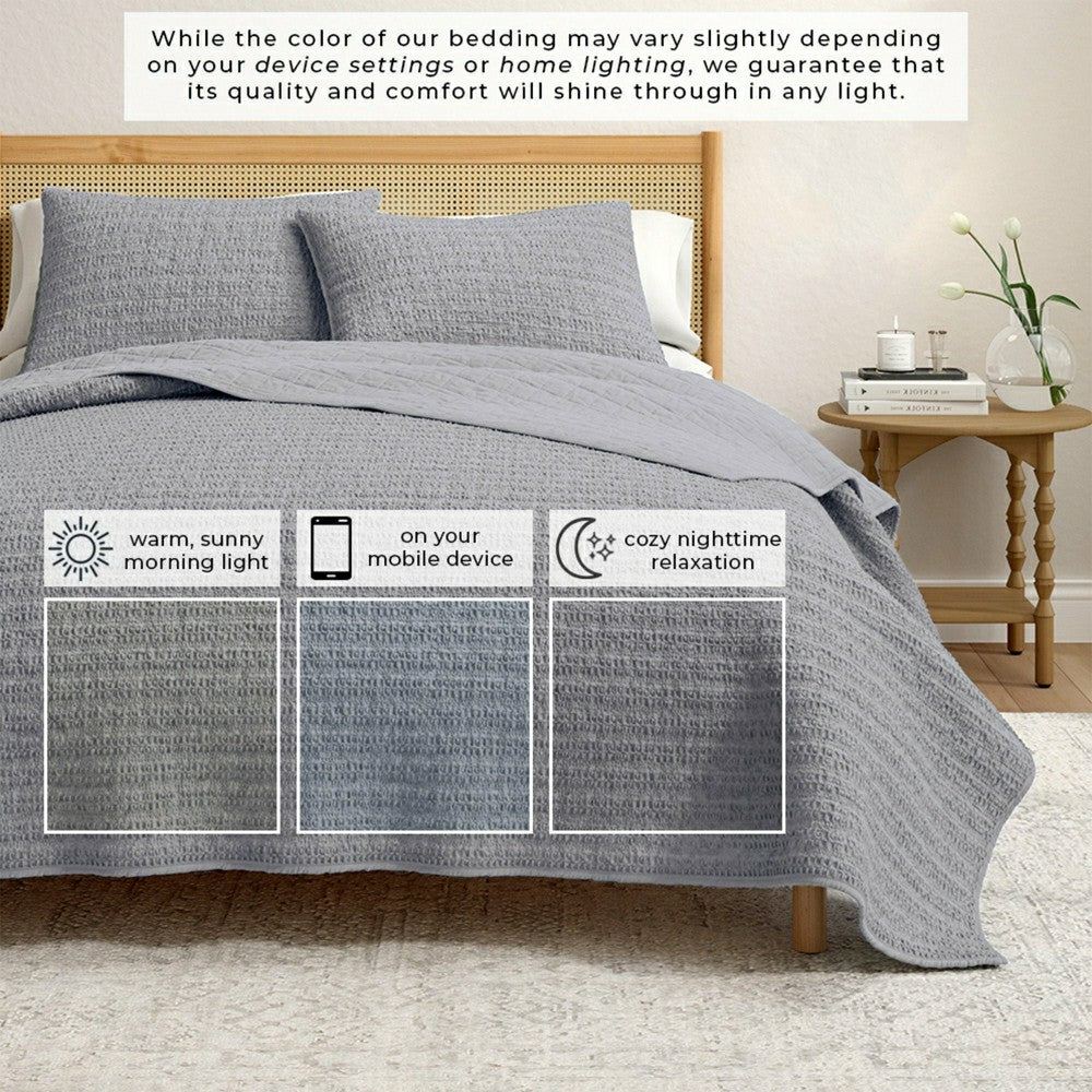 Cotton Honeycomb Waffle Garment Washed Quilt Set | Plow & Hearth