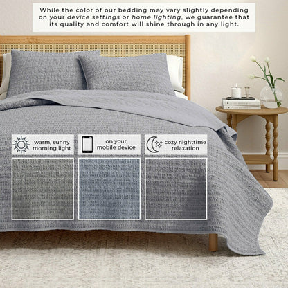 Cotton Honeycomb Waffle Garment Washed Quilt Set | Plow & Hearth