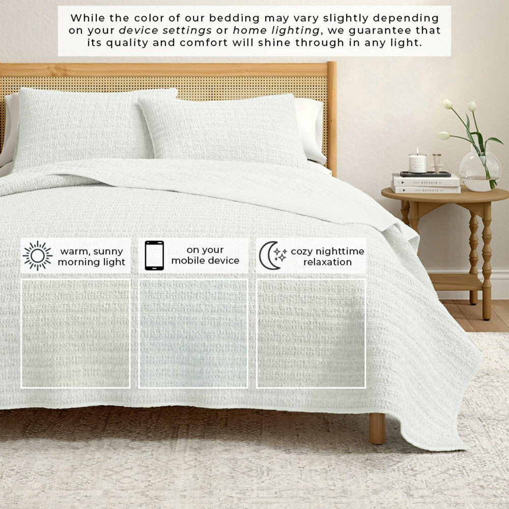Cotton Honeycomb Waffle Garment Washed Quilt Set | Plow & Hearth
