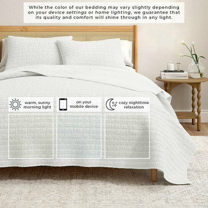 Cotton Honeycomb Waffle Garment Washed Quilt Set | Plow & Hearth