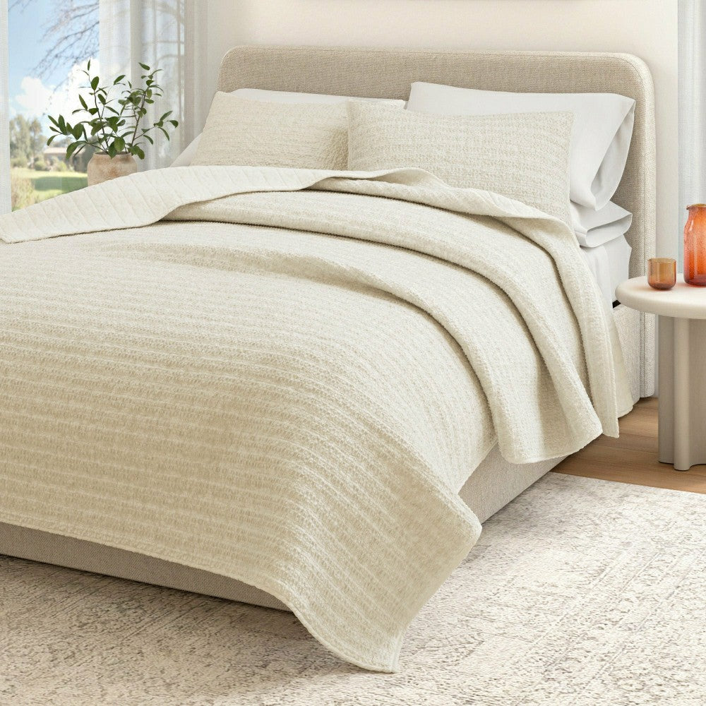 Cotton Honeycomb Waffle Garment Washed Quilt Set | Plow & Hearth