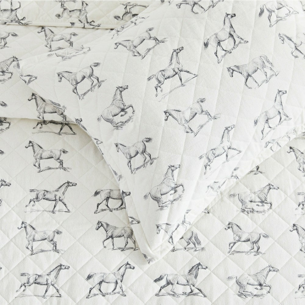 Horses Cotton Flannel Quilt Set | Plow & Hearth