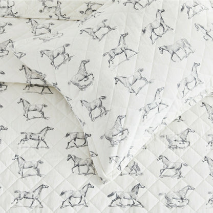 Horses Cotton Flannel Quilt Set | Plow & Hearth