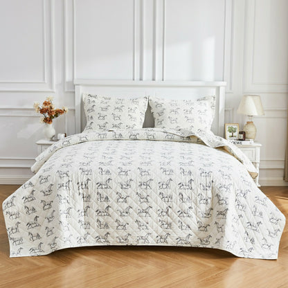 Horses Cotton Flannel Quilt Set | Plow & Hearth