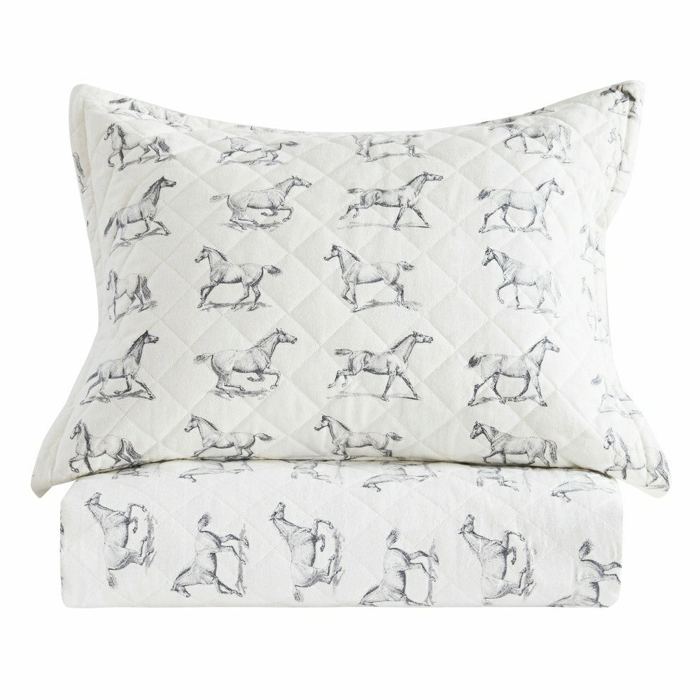Horses Cotton Flannel Quilt Set | Plow & Hearth