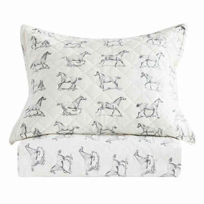 Horses Cotton Flannel Quilt Set | Plow & Hearth