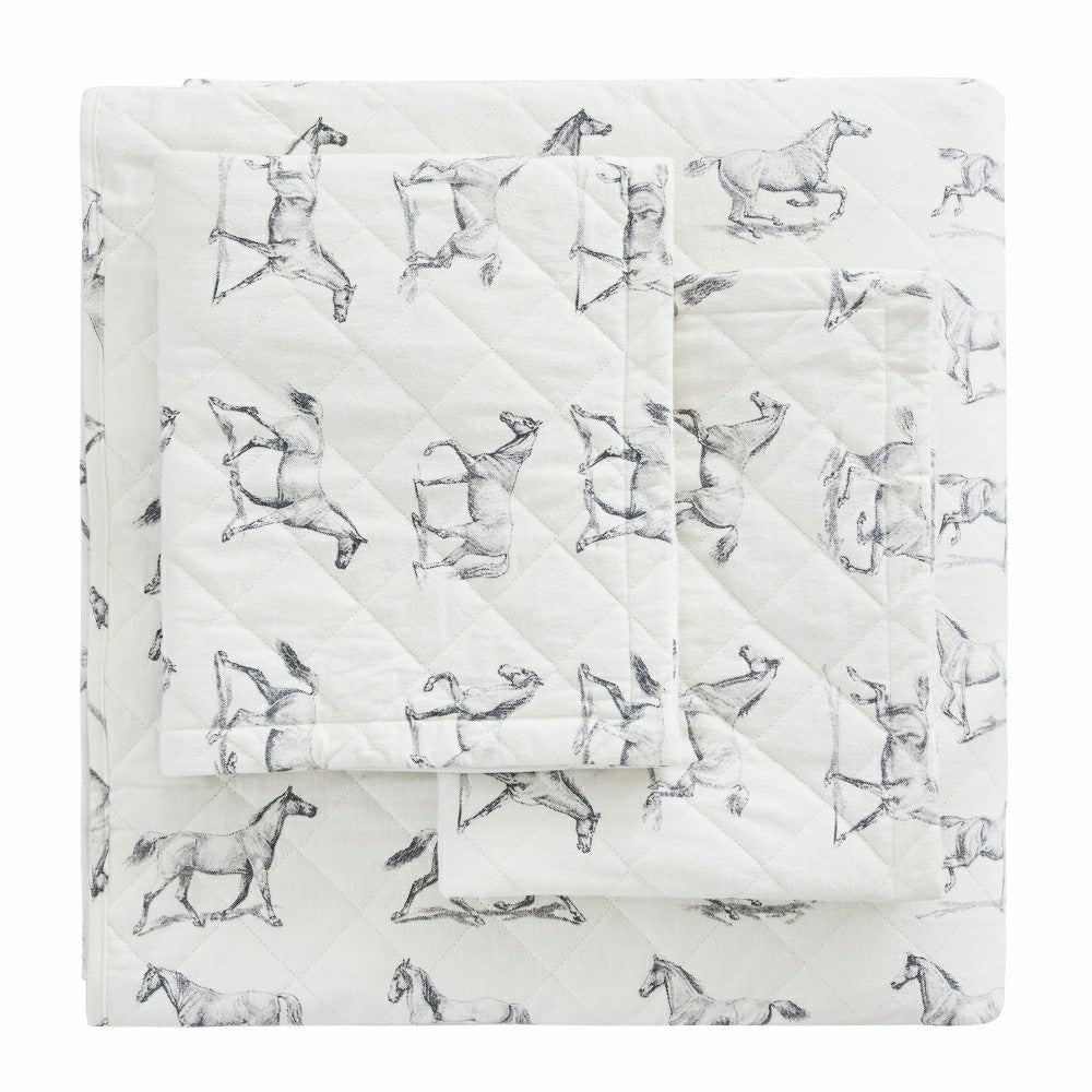 Horses Cotton Flannel Quilt Set | Plow & Hearth
