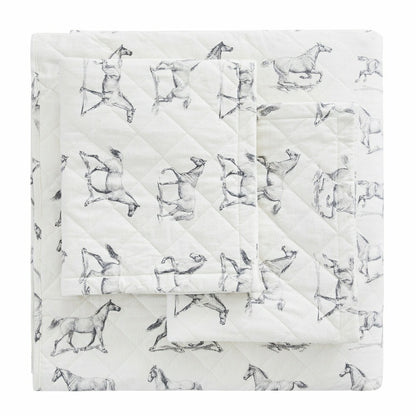 Horses Cotton Flannel Quilt Set | Plow & Hearth