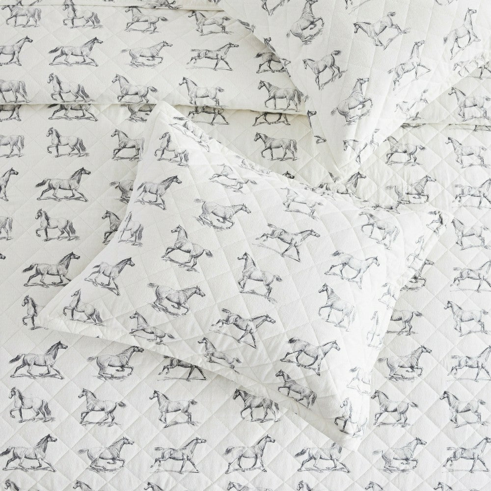 Horses Cotton Flannel Quilt Set | Plow & Hearth