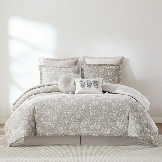Zara Floral Block Cotton Comforter 8Pc Set | Plow & Hearth