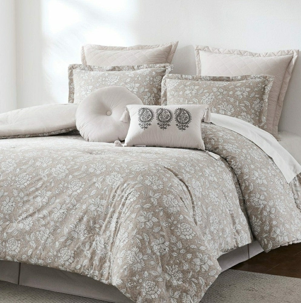 Zara Floral Block Cotton Comforter 8Pc Set | Plow & Hearth