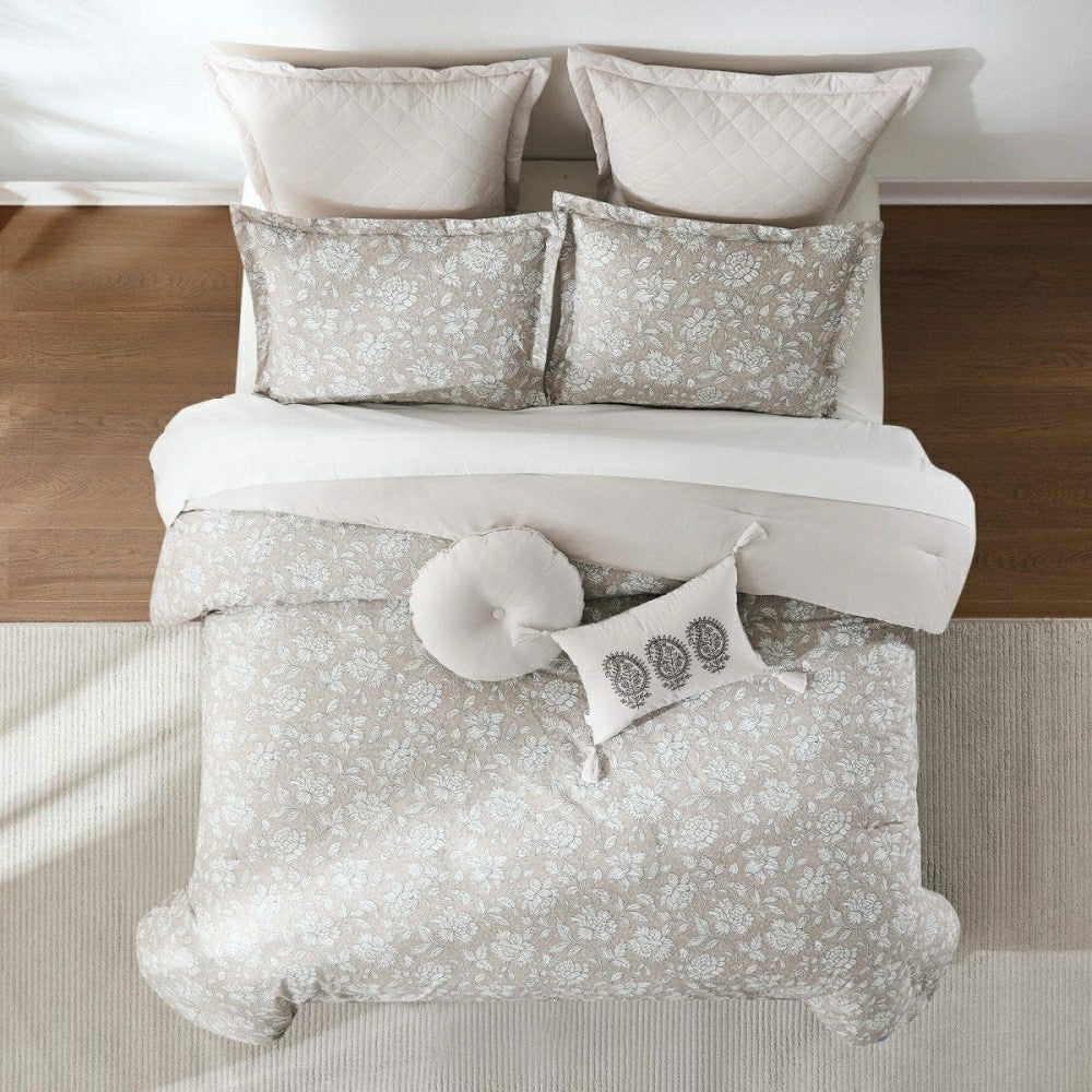 Zara Floral Block Cotton Comforter 8Pc Set | Plow & Hearth