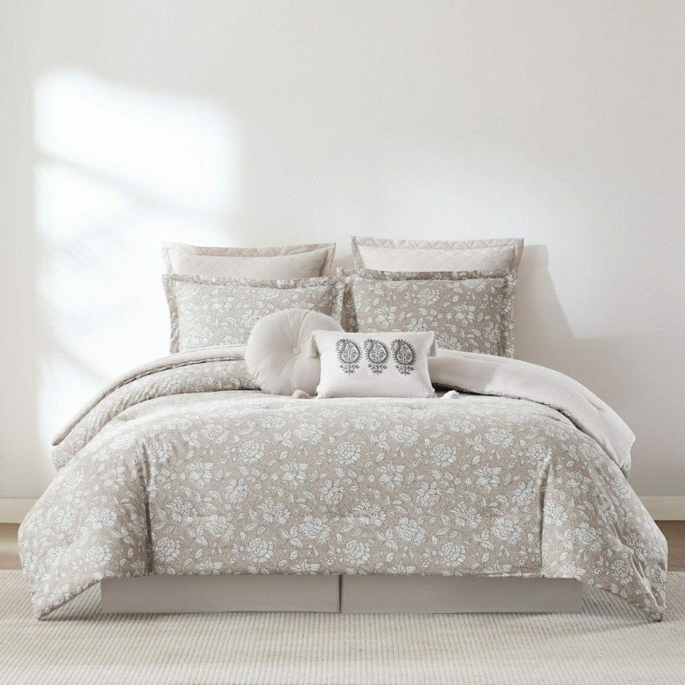 Zara Floral Block Cotton Comforter 8Pc Set | Plow & Hearth