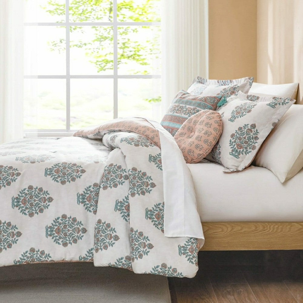 Sofia Flower Block Bouquet Comforter 5Pc Set | Plow & Hearth