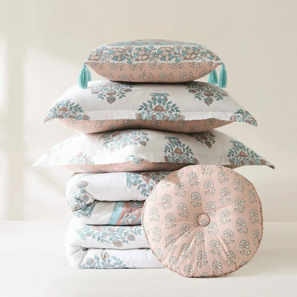 Sofia Flower Block Bouquet Comforter 5Pc Set | Plow & Hearth