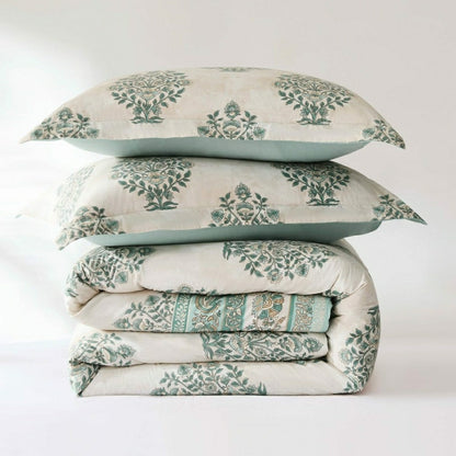 Sofia Flower Block Bouquet Cotton Comforter Set | Plow & Hearth