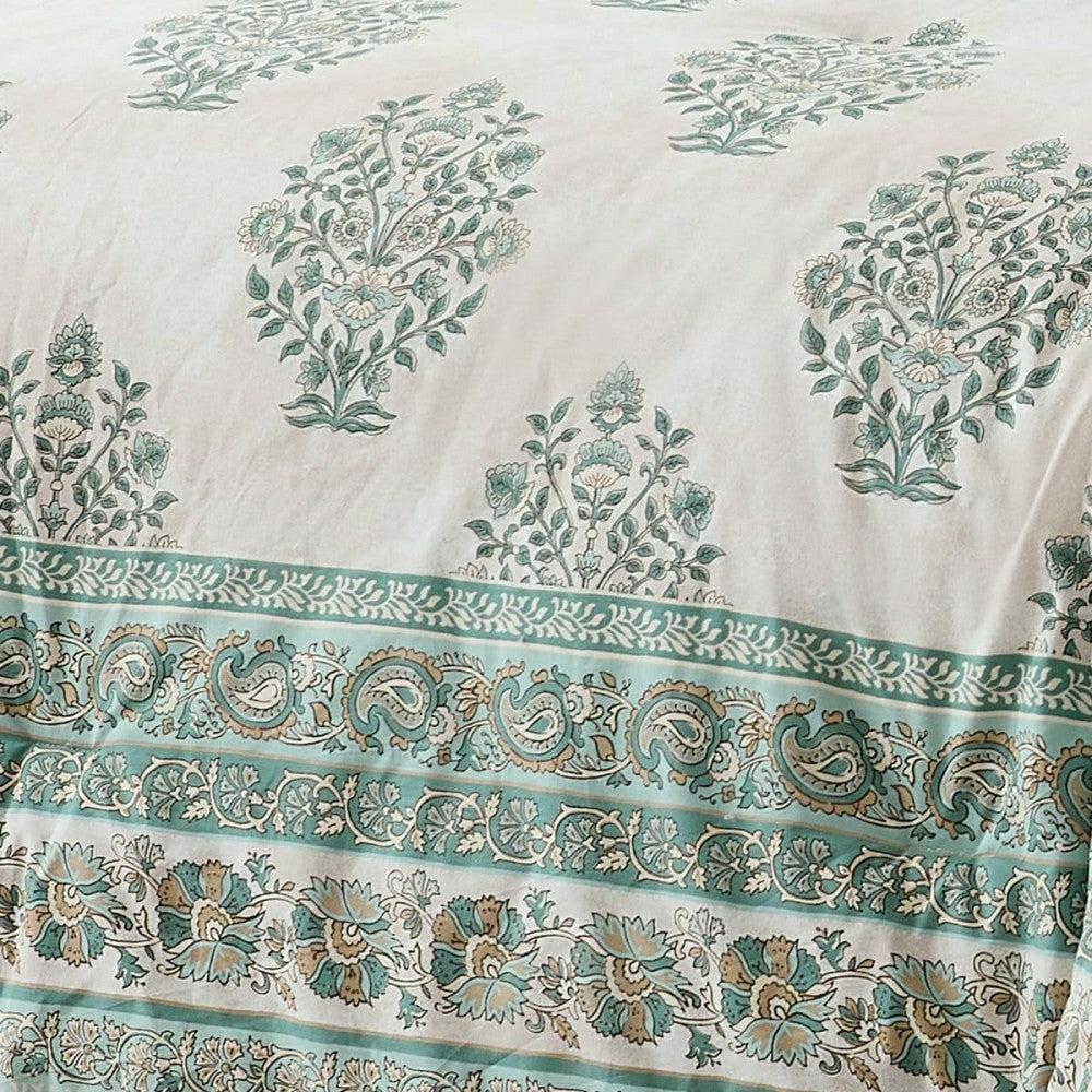 Sofia Flower Block Bouquet Cotton Comforter Set | Plow & Hearth