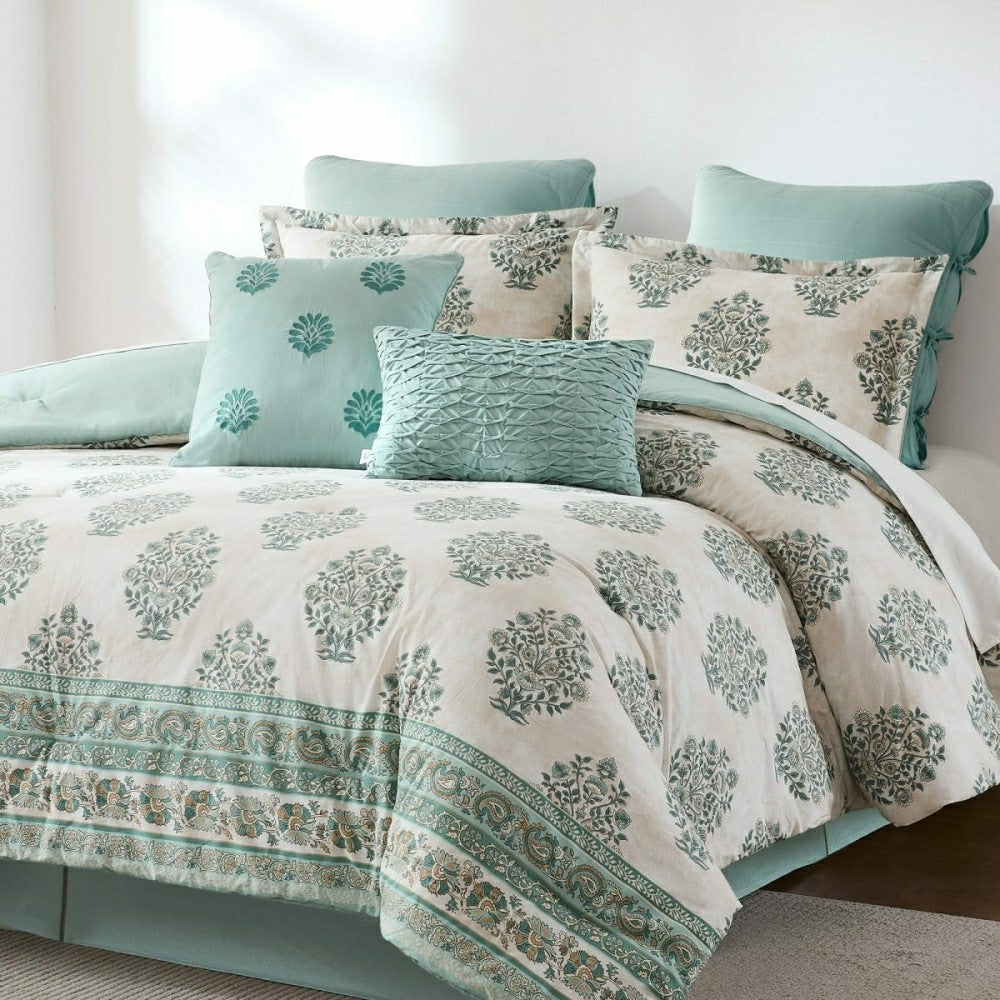 Sofia Flower Block Bouquet Cotton Comforter Set | Plow & Hearth