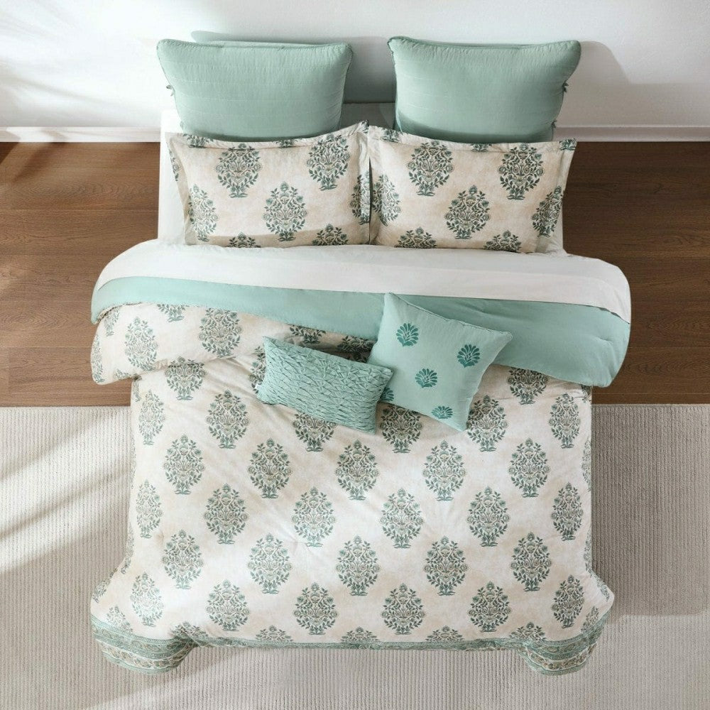 Sofia Flower Block Bouquet Cotton Comforter Set | Plow & Hearth